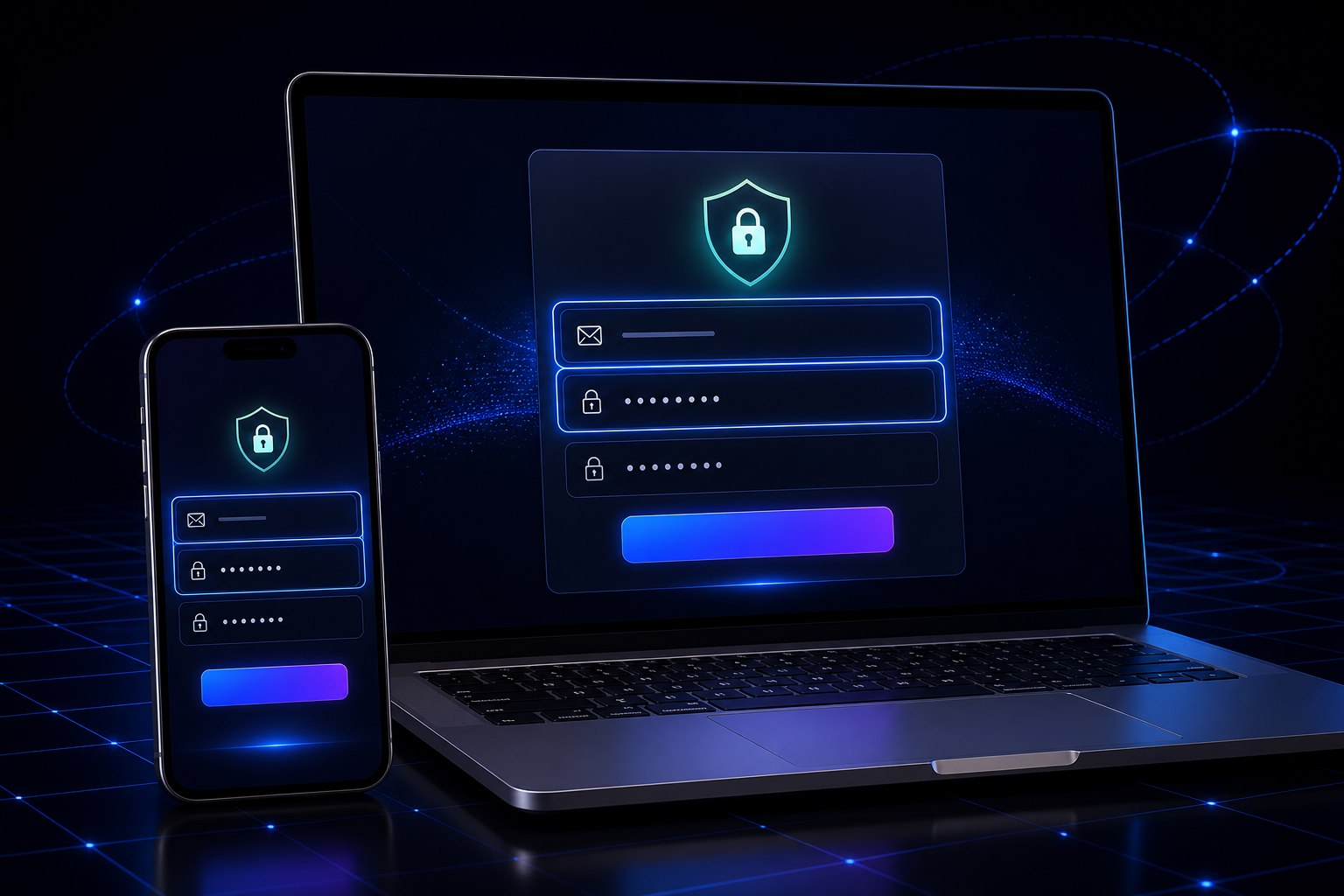 Mockup de una notebook y un celular con el formulario seguro de registro